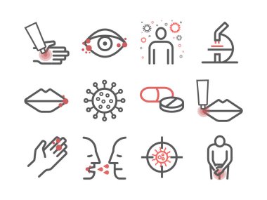 Uçuk. Belirtiler. Satır simgeleri ayarlandı. Web grafikleri için vektör işaretleri