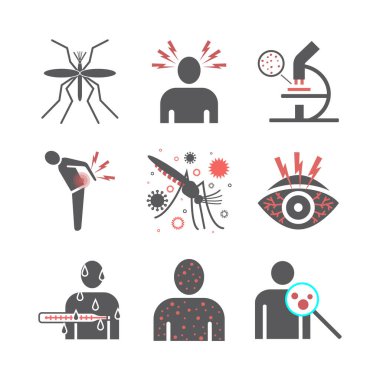 Zika Virüs simgesi İnfografikleri, Web grafikleri için Vektör işaretleri.