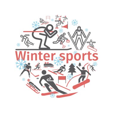 Kış sporları ikonları. Web grafikleri için vektör işaretleri.