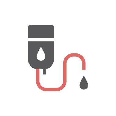 Serum poşeti simgesi, doğrusal. Ağ için vektör işareti