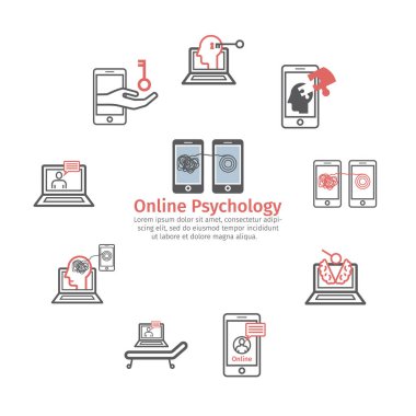 Psychology online concept icon. Psychotherapeutic session. Chat with psychologist. Vector sign for web graphic