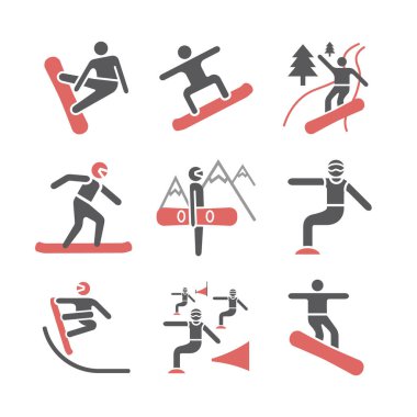 Snowboard düz simgesi. Web grafikleri için vektör işaretleri