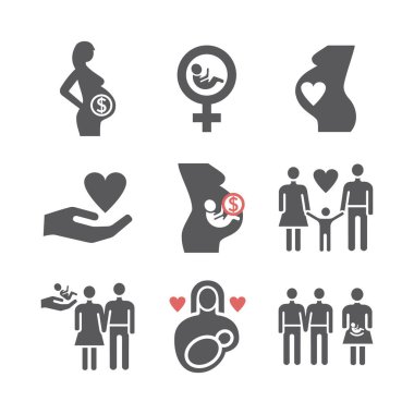 Surrogacy icons set. Vector signs for web graphics.