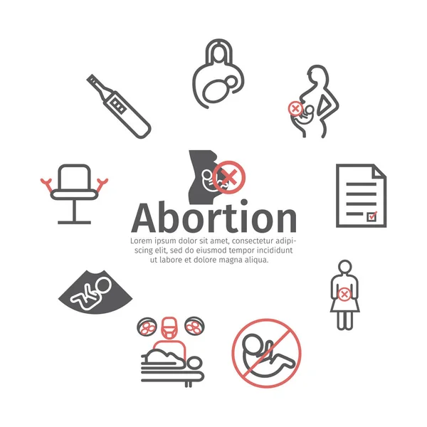 Abortion Line Icons Set Vector Signs Web Graphics — Stock Vector