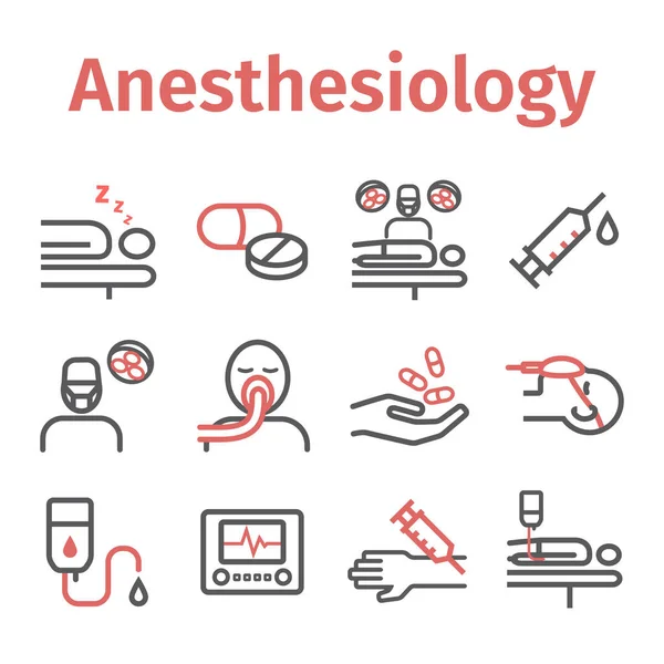 Anesthesia Icons Anaesthetic Department Health Center Vector Sign Web Graphics — 스톡 벡터