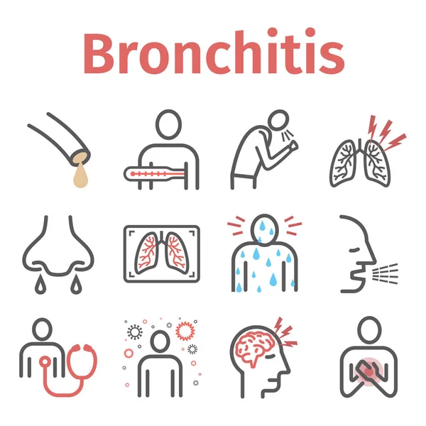 Iconos Bronquitis Símbolo Infográfico Signo Vectorial Para Gráfico Web — Vector de stock