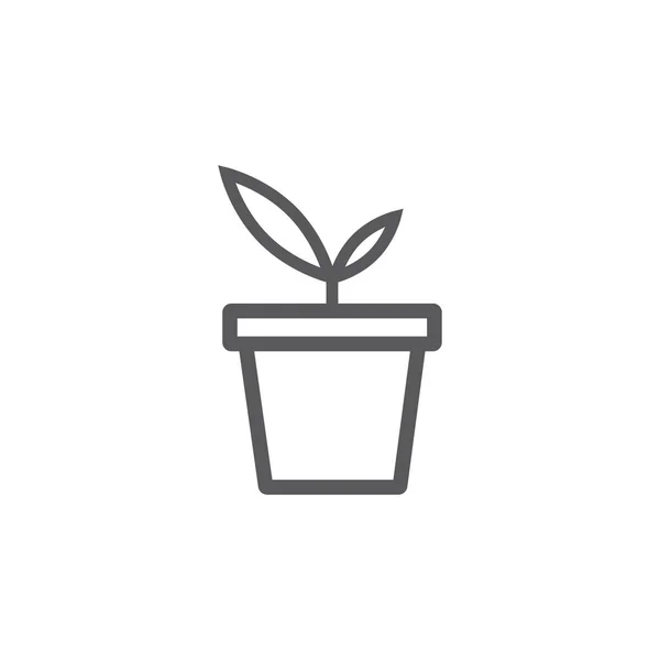 Plant Pot Line Icon Vector Signs Web Graphics — Vetor de Stock