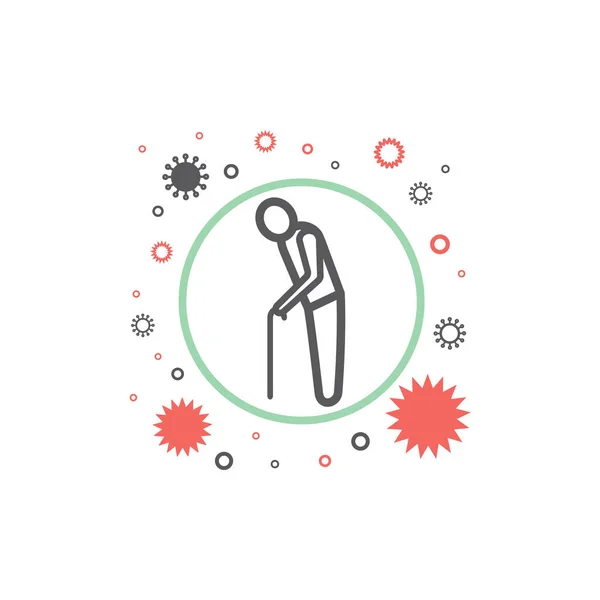 Old Man Virus Protection Vector Signs Web Graphics — ストックベクタ