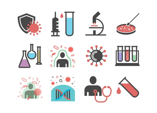 Immunology Department Icons Immunity System Vector Illustrations — Stock Vector