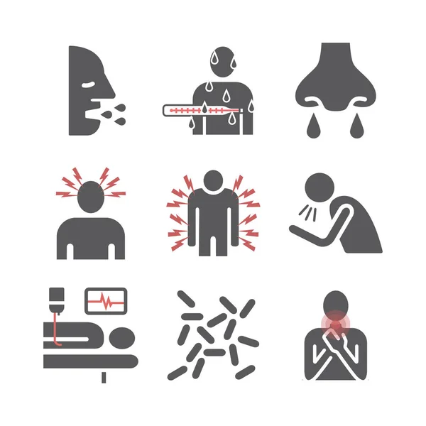 Pertussis Symptoms Icons Set Vector Signs Web Graphics — Stock Vector