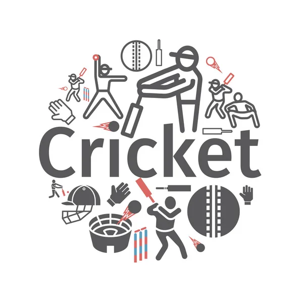 Cricket Line Icons Vector Signs Web Graphics — Stock Vector