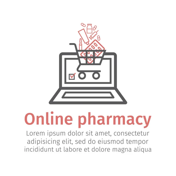 Online Pharmacy Line Icon Vector Sign Web Graphic — Stock Vector