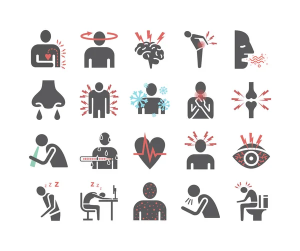 Disease Symptoms Icons Vector Sign Web Graphics — Vettoriale Stock