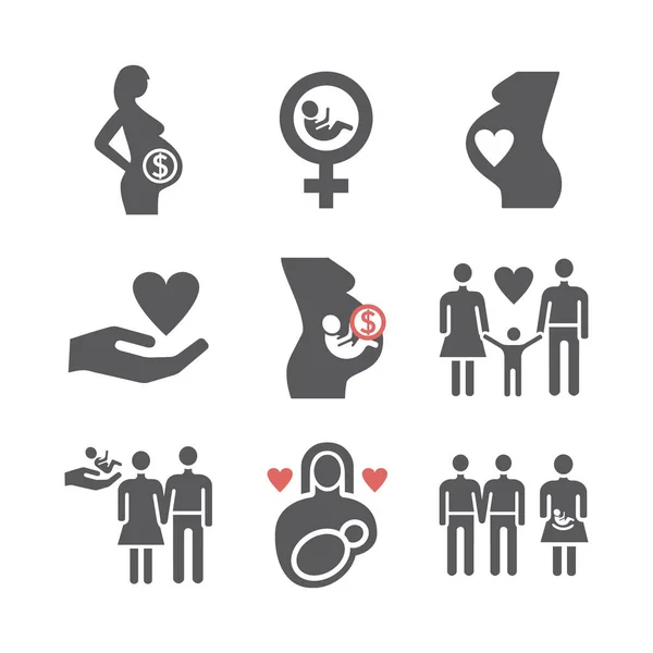 Surrogacy Icons Set Vector Signs Web Graphics — 图库矢量图片