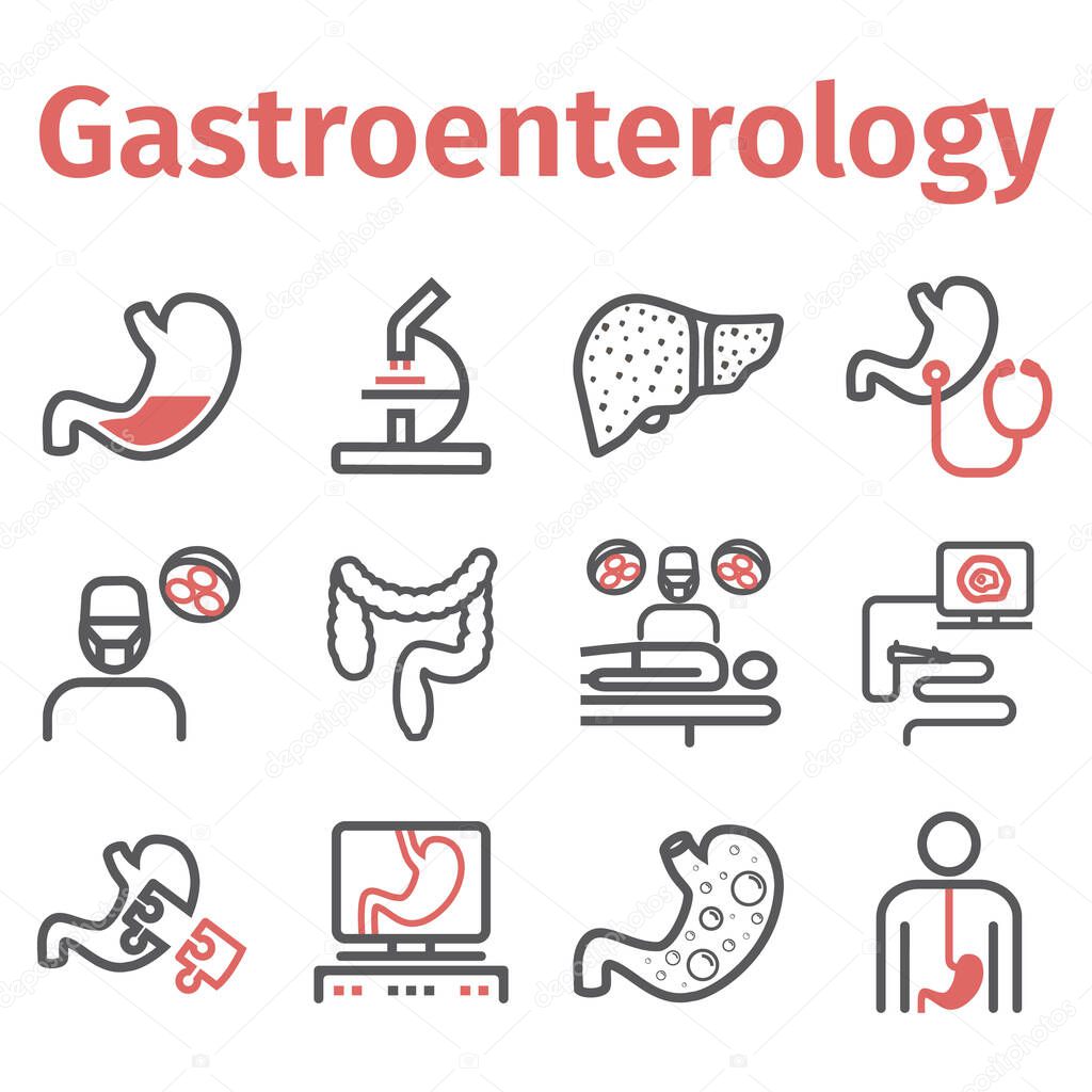 Gastroenterology icons. Hospital department. Health center. Vector sign for web graphics.