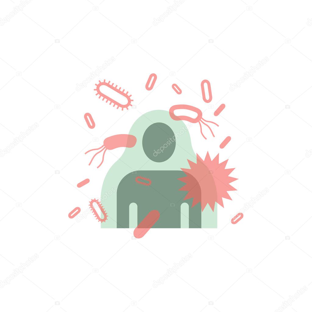 Immunity system logo template. Human immune system vector design. Virus and bacteria illustration