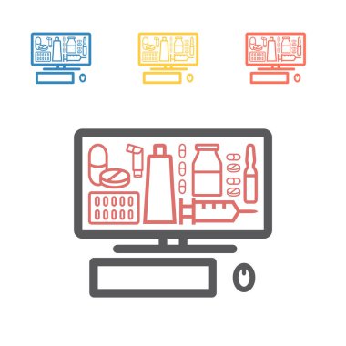Pharmacy Online. Line icon. Ordering drugs. Vector signs for web graphics