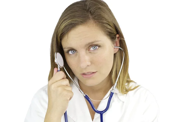 Blond doctor holding stethoscope — Stock Photo, Image