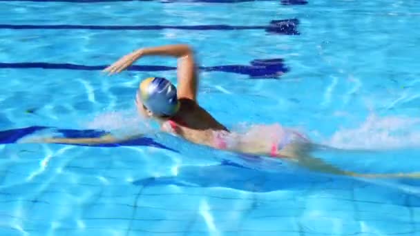 Жінка плаває тренування для перегонів — стокове відео