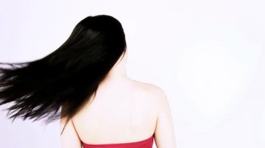 kadın geri alma at kuyruğu uzun siyah saçları yavaş hareket