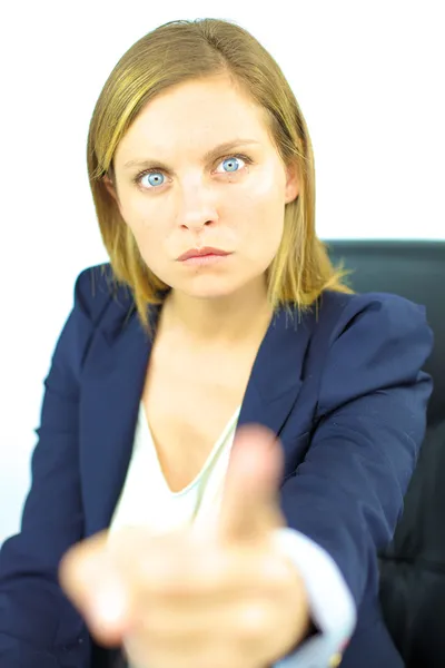 Arrabbiato forte donna capo — Foto Stock