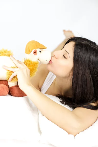 I love to kiss my favorite toy — Stock Photo, Image