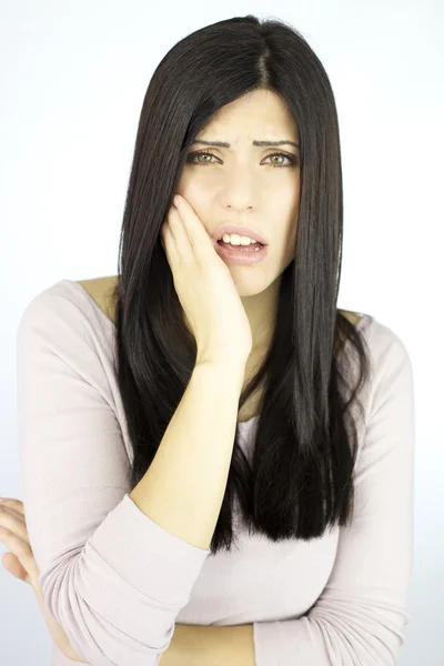 Sad sexy woman suffering teeth problem — Stock Photo, Image