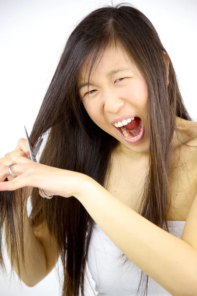 Ich hasse meine langen Haare — Stockfoto