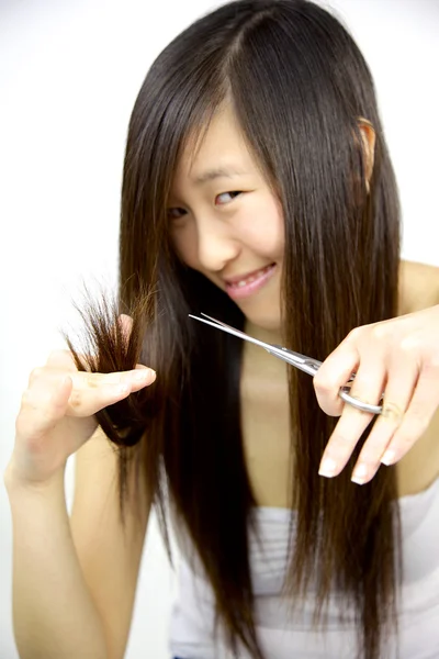 Ready to cut split ends hair — Stock Photo, Image