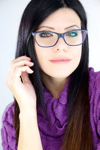 Smiling business woman with glasses isolated — Stock Photo, Image