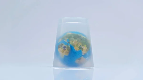 Globe Recouvert Une Tasse Plastique Sur Gris — Photo