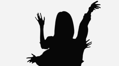 black silhouettes of women dancing on party isolated on white clipart