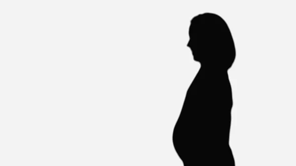 Black Silhouette Pregnant Woman Isolated White — Stok fotoğraf