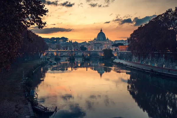 Rome Italy City Sunset Basilica San Pietro — Stock Photo, Image