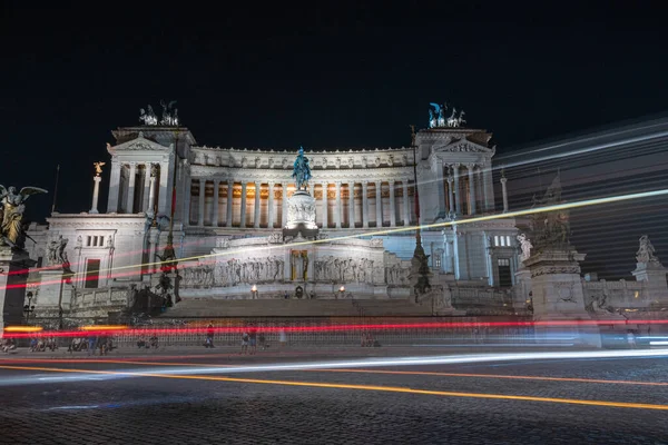 Широкий Вид Площадь Пьяцца Мбаппе Рим Италия Темная Ночь — стоковое фото