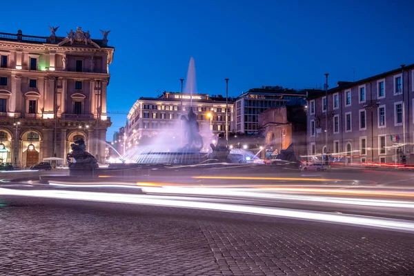 Piazza Fountain Naiads Roma Itália Noite — Fotografia de Stock