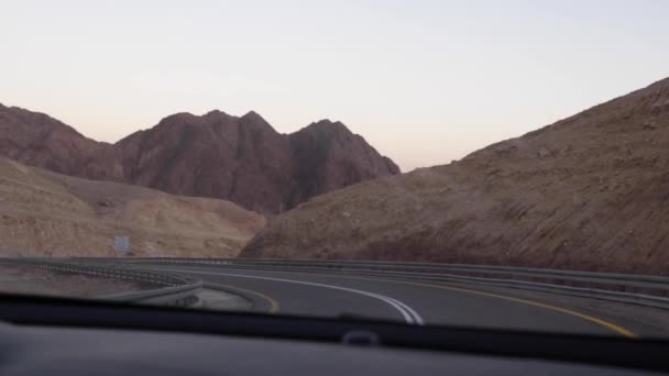 Slow Motion Car View Point Road Eilat Desert Mountains Israel — Αρχείο Βίντεο