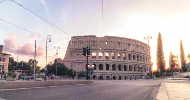 Stock Time Lapse Famous Colosseum Rome Italy Sunset Evening Time — Stock video