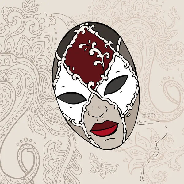 Maschera veneziana di carnevale disegnata a mano . — Vettoriale Stock