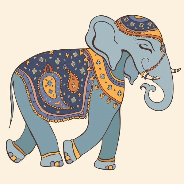 Ilustração vetorial de um elefante. Estilo indiano —  Vetores de Stock