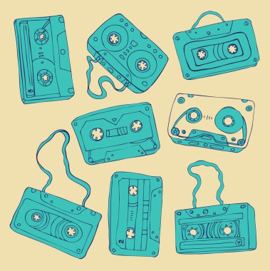 retro kaset şerit kümesi