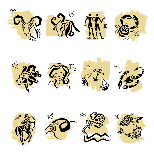 Horoscope Zodiac Star signs, vector set.