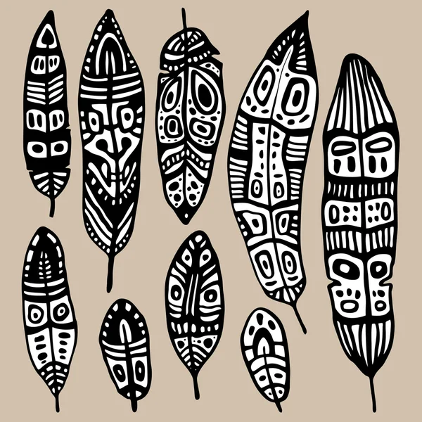 Ensemble de plumes ethniques — Image vectorielle