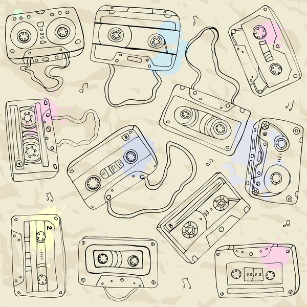 Set of retro cassette tapes — Stock Vector