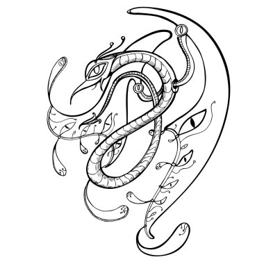 Garuda kuş. Dekoratif vektör çizim.