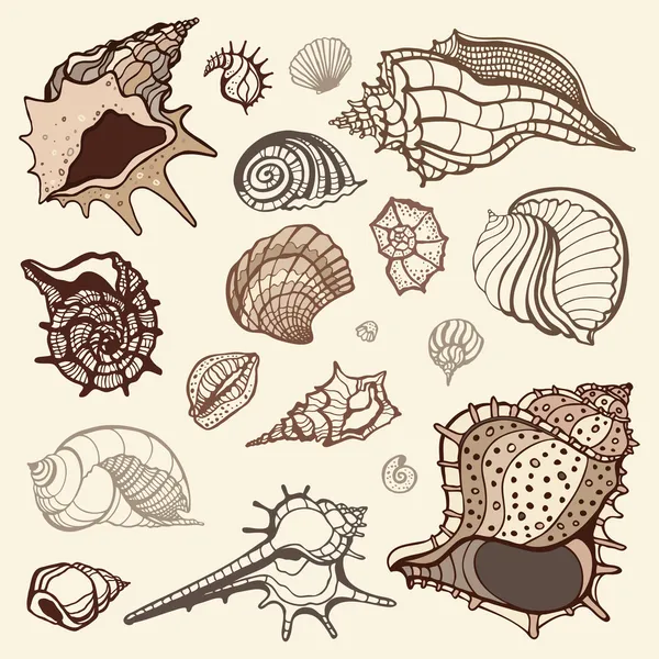 Colección de mar. Ilustración vectorial dibujada a mano — Archivo Imágenes Vectoriales