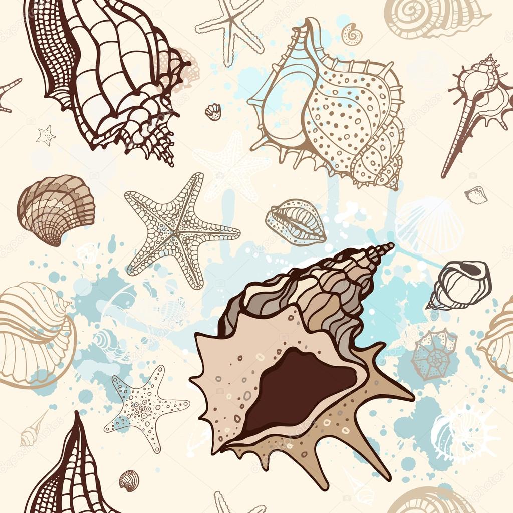 Sea background. Hand drawn vector illustration