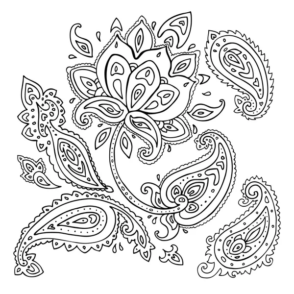 Decorazione Paisley disegnata a mano . — Vettoriale Stock