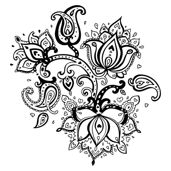 Ornamento Paisley dibujado a mano . — Archivo Imágenes Vectoriales