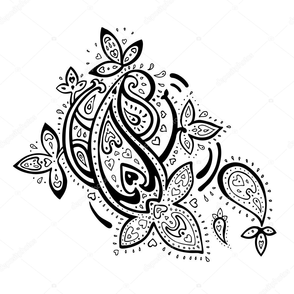 Hand Drawn Paisley ornament.